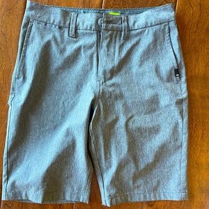 Quicksilver Amphibian hybrid shorts, size 12 26 waist, color gray